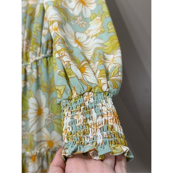 NWOT Rachel Parcell Daisy Floral Chiffon Drawstring Midi-Dress Women's XS - Picture 4 of 12